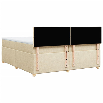 Boxspringbett mit Matratze Creme 200x200 cm Stoff