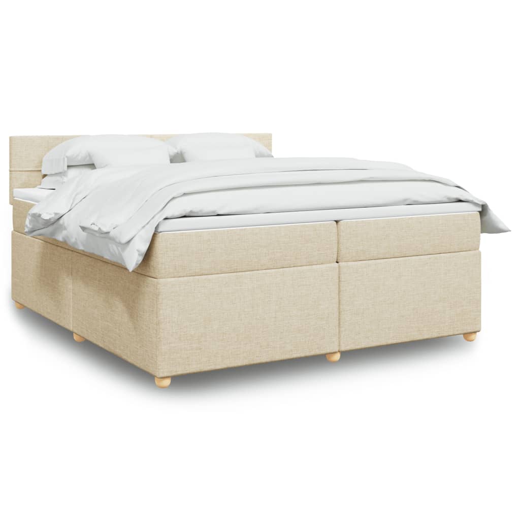 Boxspringbett mit Matratze Creme 200x200 cm Stoff