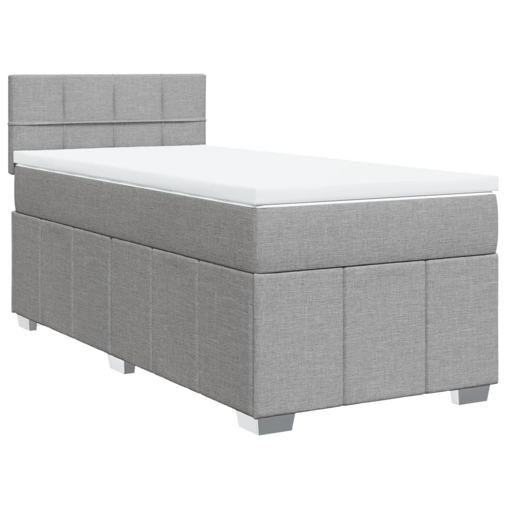 Boxspringbett mit Matratze Hellgrau 80x200 cm Stoff