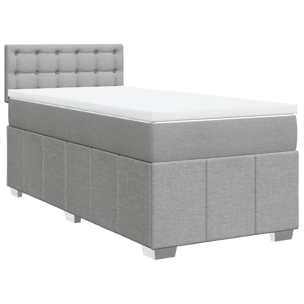 Boxspringbett mit Matratze Hellgrau 80x200 cm Stoff