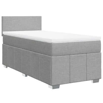 Boxspringbett mit Matratze Hellgrau 100x200 cm Stoff