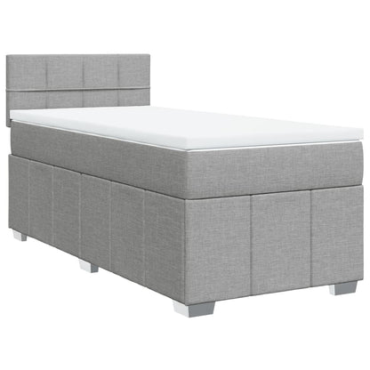 Boxspringbett mit Matratze Hellgrau 100x200 cm Stoff