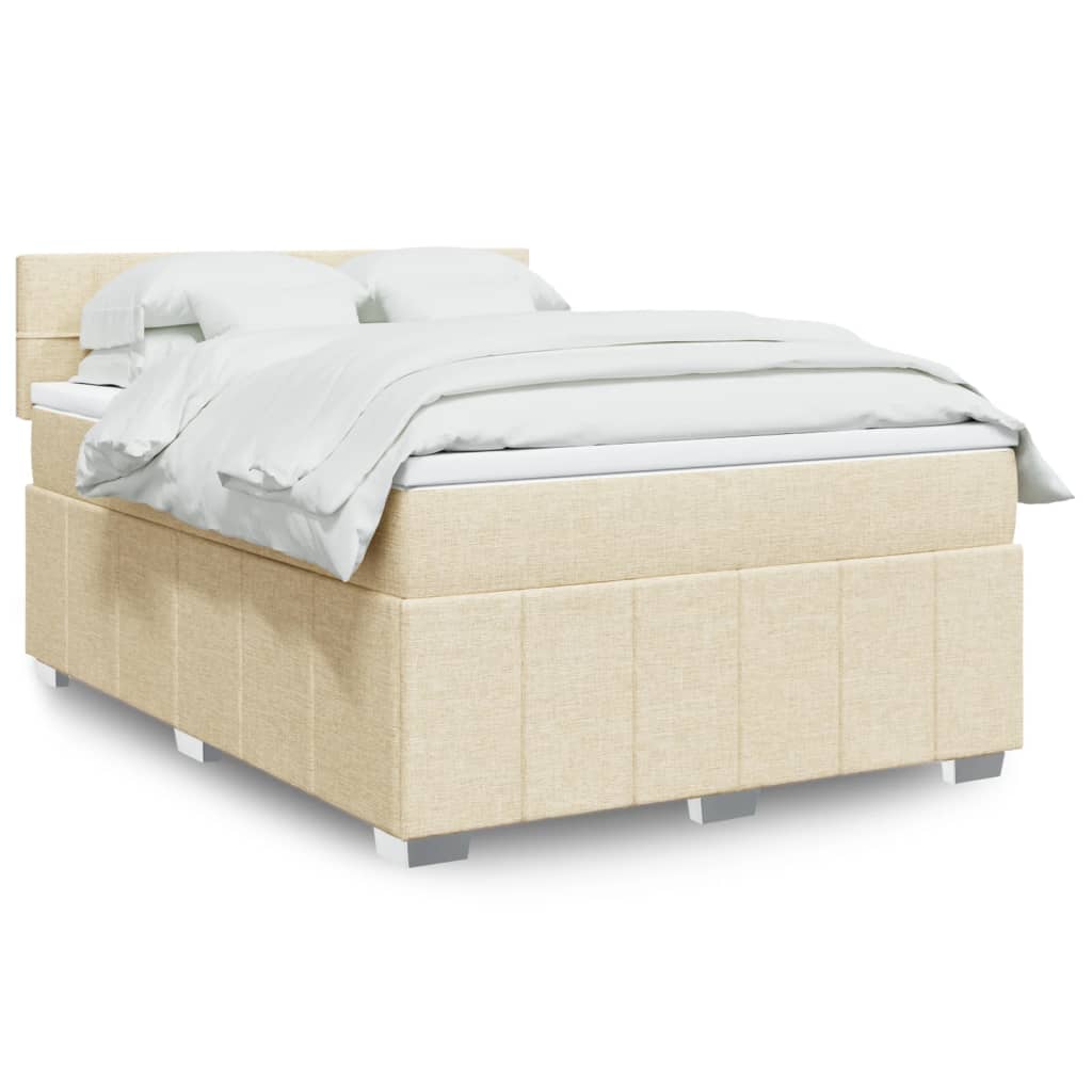 Boxspringbett mit Matratze Creme 160x200 cm Stoff