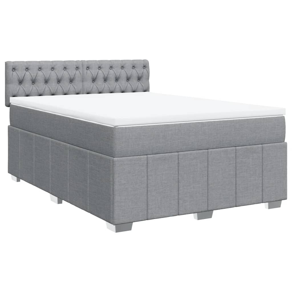 Boxspringbett mit Matratze Hellgrau 160x200 cm Stoff