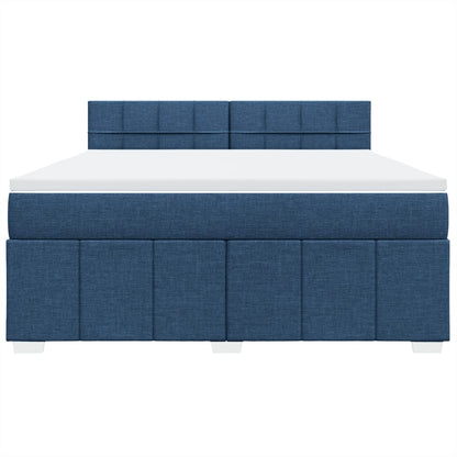 Boxspringbett mit Matratze Blau 180x200 cm Stoff