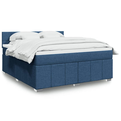 Boxspringbett mit Matratze Blau 180x200 cm Stoff