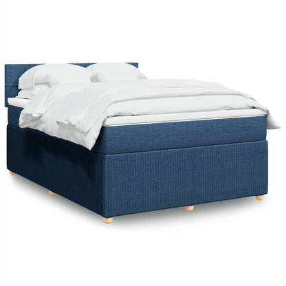 Boxspringbett mit Matratze Blau 160x200 cm Stoff