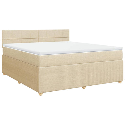 Boxspringbett mit Matratze Creme 180x200 cm Stoff