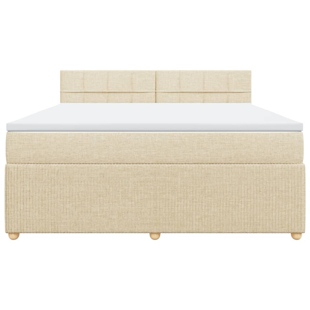 Boxspringbett mit Matratze Creme 180x200 cm Stoff