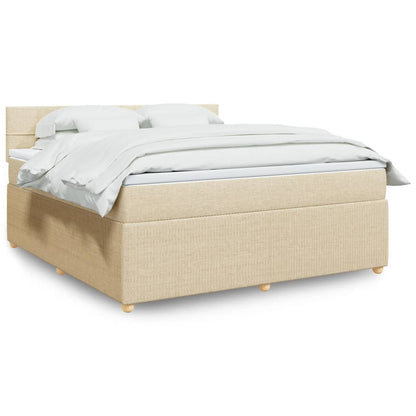 Boxspringbett mit Matratze Creme 180x200 cm Stoff