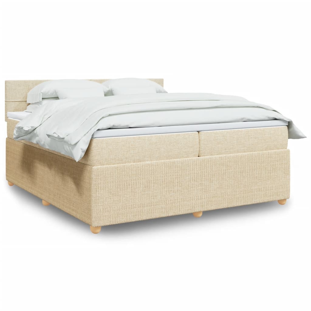 Boxspringbett mit Matratze Creme 200x200 cm Stoff