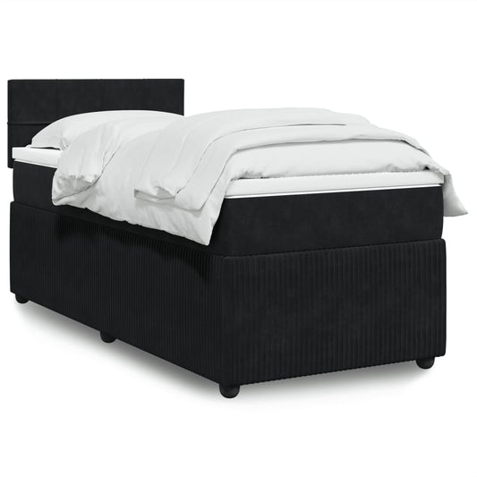 Boxspringbett mit Matratze Schwarz 90x190 cm Samt