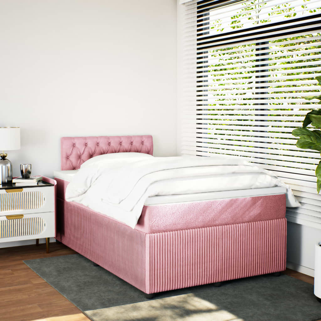 Boxspringbett mit Matratze Rosa 120x190 cm Samt