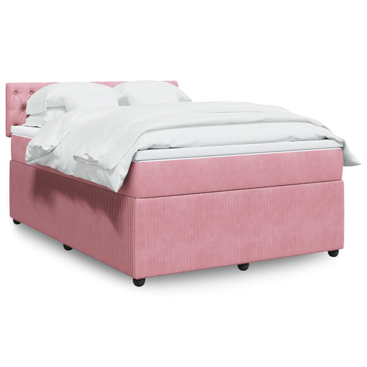 Boxspringbett mit Matratze Rosa 140x190 cm Samt