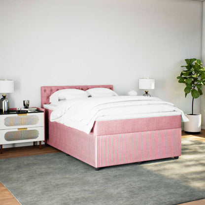 Boxspringbett mit Matratze Rosa 160x200 cm Samt