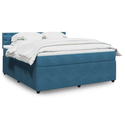 Boxspringbett mit Matratze Blau 180x200 cm Samt