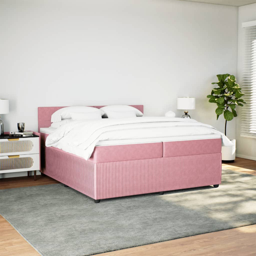 Boxspringbett mit Matratze Rosa 200x200 cm Samt