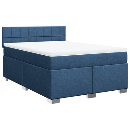 Boxspringbett mit Matratze Blau 160x200 cm Stoff