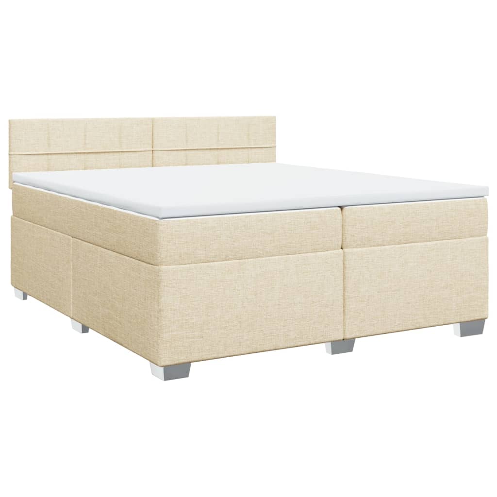 Boxspringbett mit Matratze Creme 200x200 cm Stoff