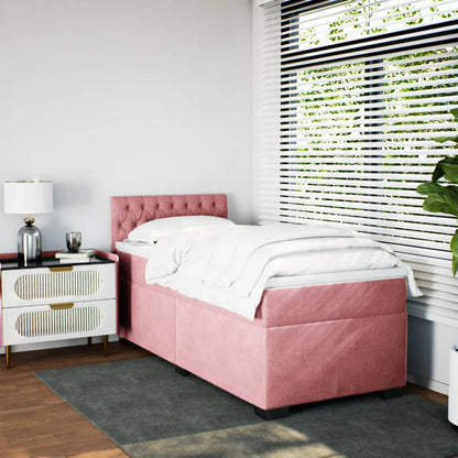 Boxspringbett mit Matratze Rosa 90x190 cm Samt