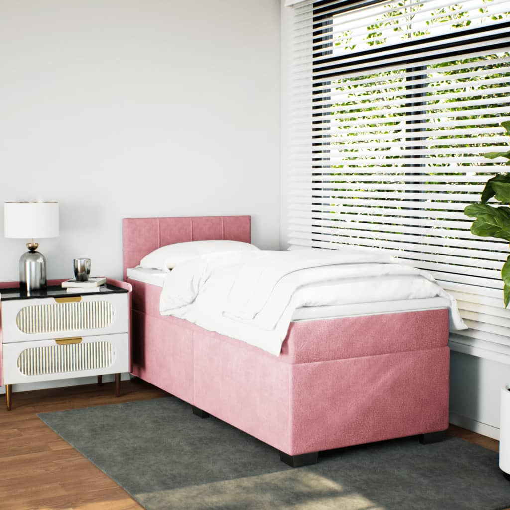 Boxspringbett mit Matratze Rosa 90x190 cm Samt