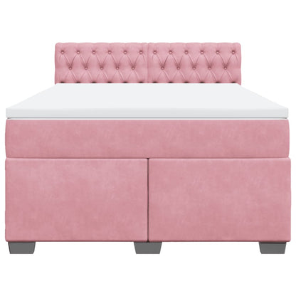 Boxspringbett mit Matratze Rosa 140x200 cm Samt