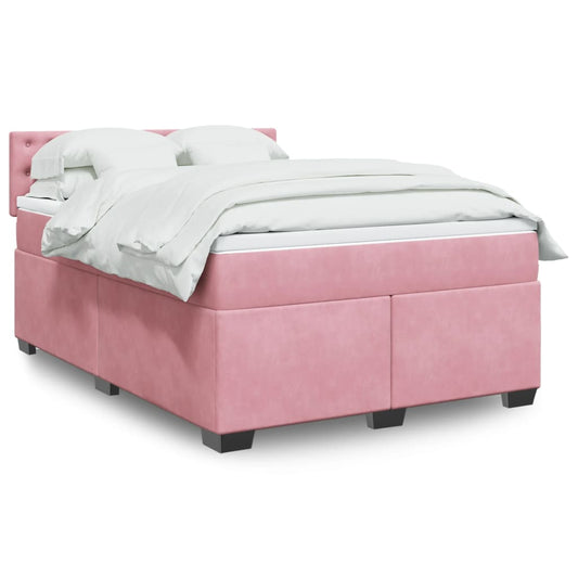 Boxspringbett mit Matratze Rosa 160x200 cm Samt