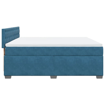 Boxspringbett mit Matratze Blau 200x200 cm Samt