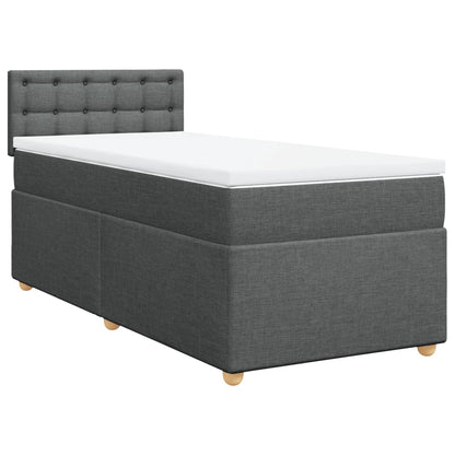 Boxspringbett mit Matratze Dunkelgrau 90x200 cm Stoff