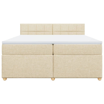 Boxspringbett mit Matratze Creme 200x200 cm Stoff