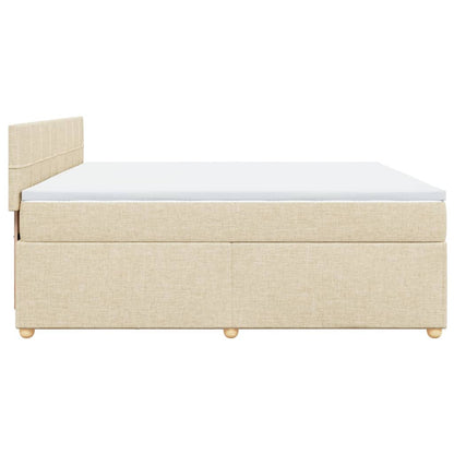 Boxspringbett mit Matratze Creme 200x200 cm Stoff