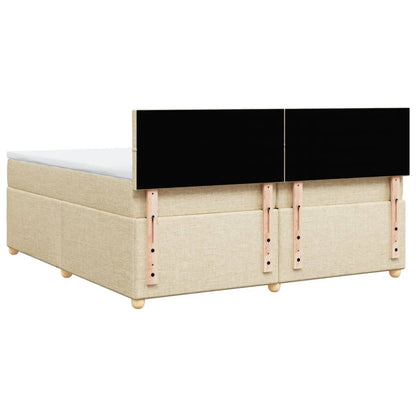 Boxspringbett mit Matratze Creme 200x200 cm Stoff