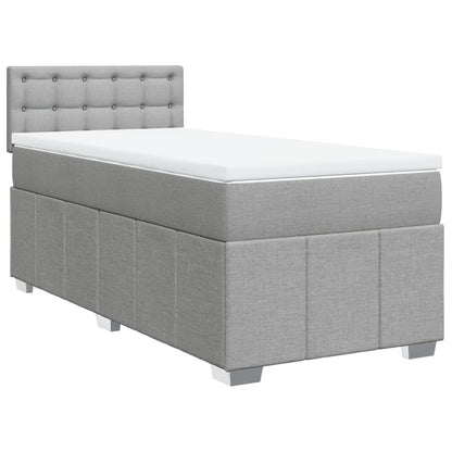 Boxspringbett mit Matratze Hellgrau 90x200 cm Stoff