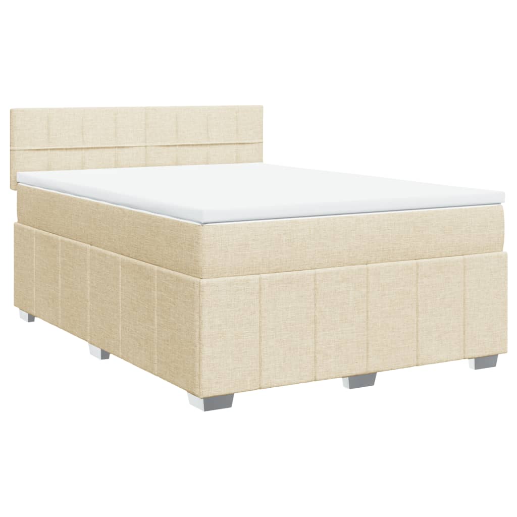 Boxspringbett mit Matratze Creme 160x200 cm Stoff