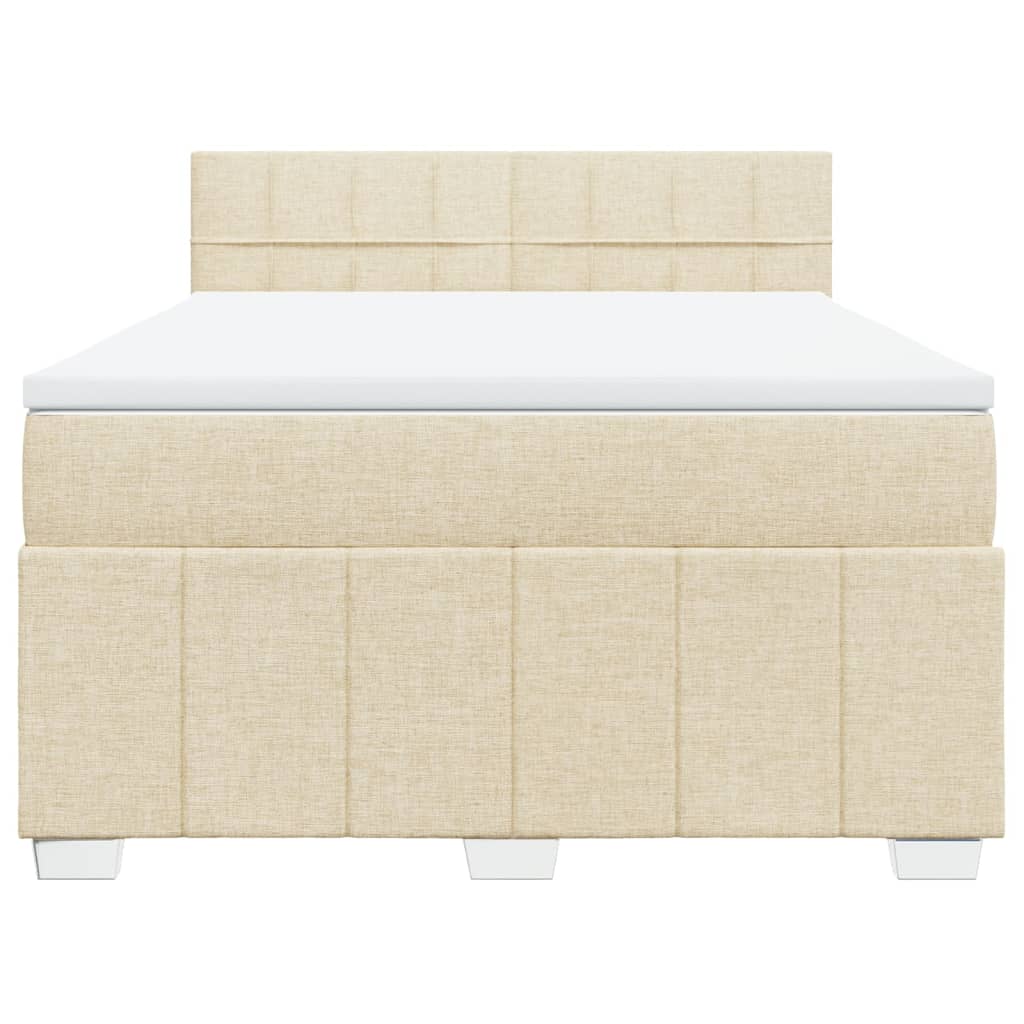 Boxspringbett mit Matratze Creme 160x200 cm Stoff