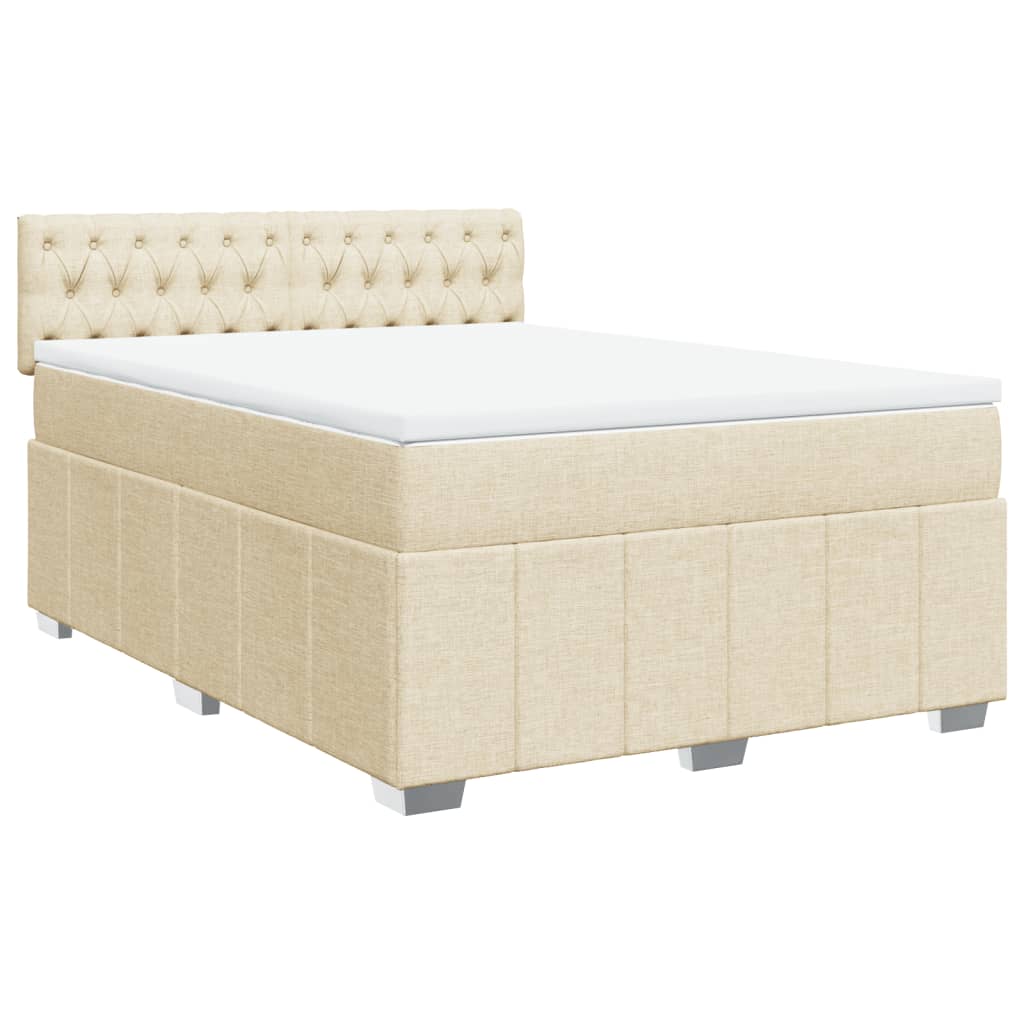 Boxspringbett mit Matratze Creme 160x200 cm Stoff