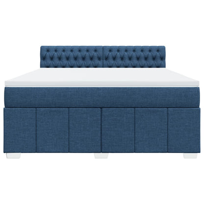 Boxspringbett mit Matratze Blau 180x200 cm Stoff