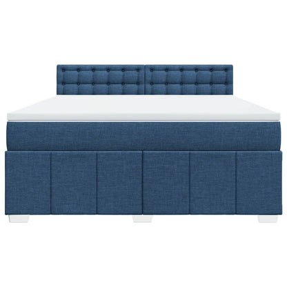 Boxspringbett mit Matratze Blau 180x200 cm Stoff