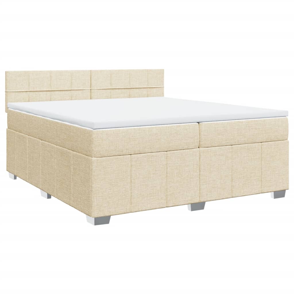 Boxspringbett mit Matratze Creme 200x200 cm Stoff