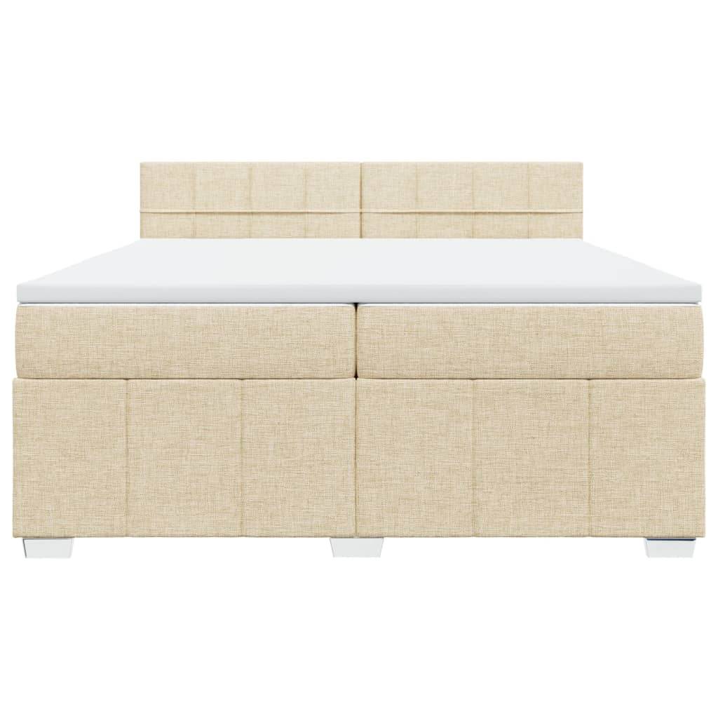 Boxspringbett mit Matratze Creme 200x200 cm Stoff