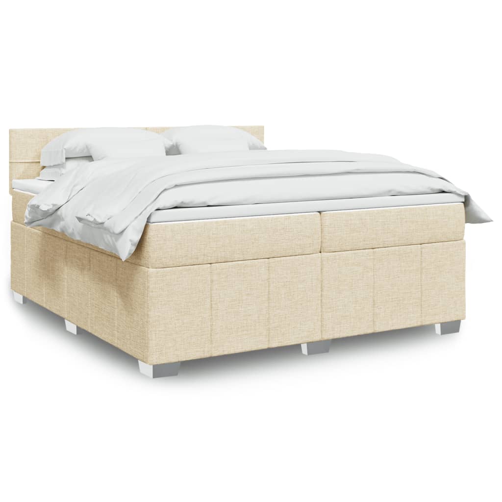 Boxspringbett mit Matratze Creme 200x200 cm Stoff