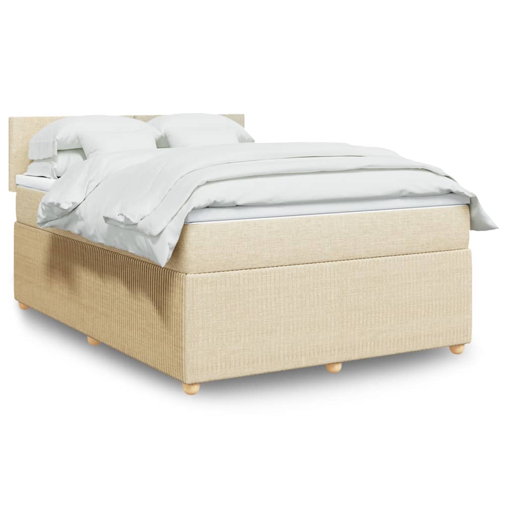 Boxspringbett mit Matratze Creme 160x200 cm Stoff