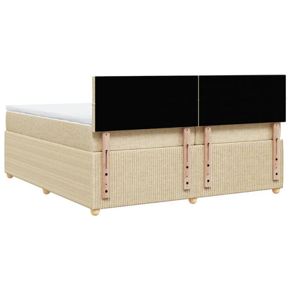 Boxspringbett mit Matratze Creme 200x200 cm Stoff