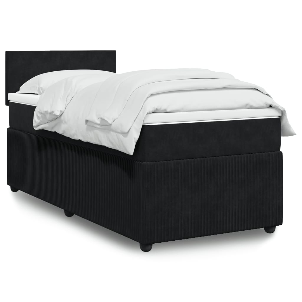 Boxspringbett mit Matratze Schwarz 90x190 cm Samt