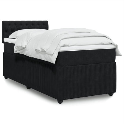 Boxspringbett mit Matratze Schwarz 90x190 cm Samt