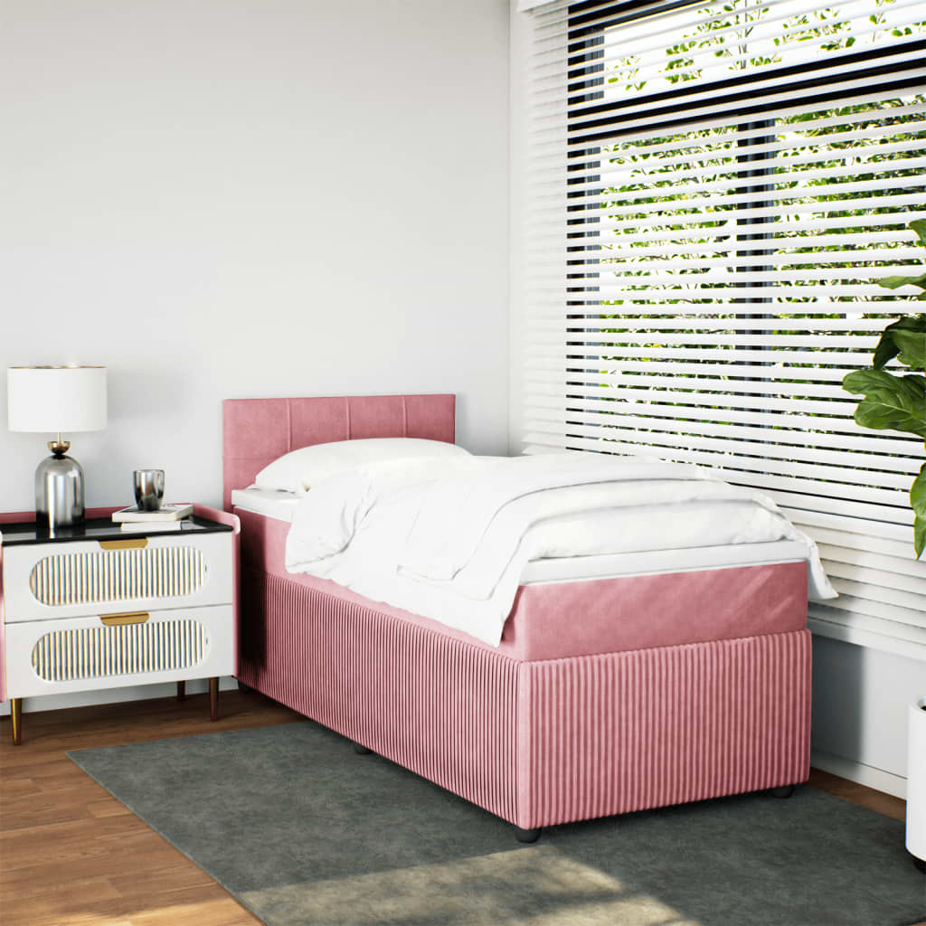 Boxspringbett mit Matratze Rosa 90x190 cm Samt