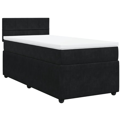 Boxspringbett mit Matratze Schwarz 100x200 cm Samt