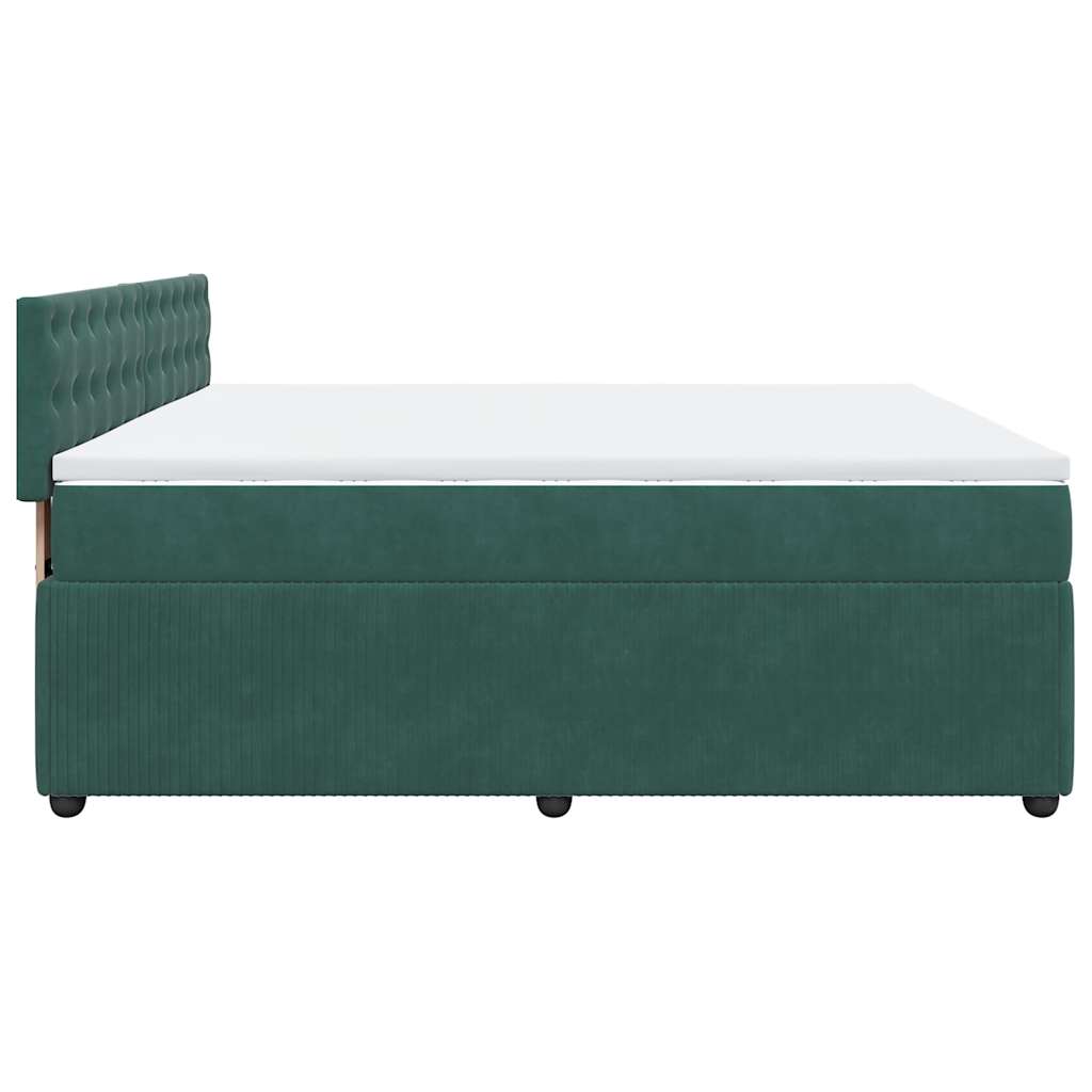 Boxspringbett mit Matratze Dunkelgrün 180x200 cm Samt