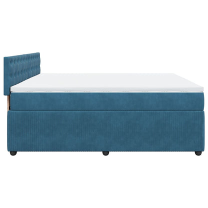 Boxspringbett mit Matratze Blau 180x200 cm Samt