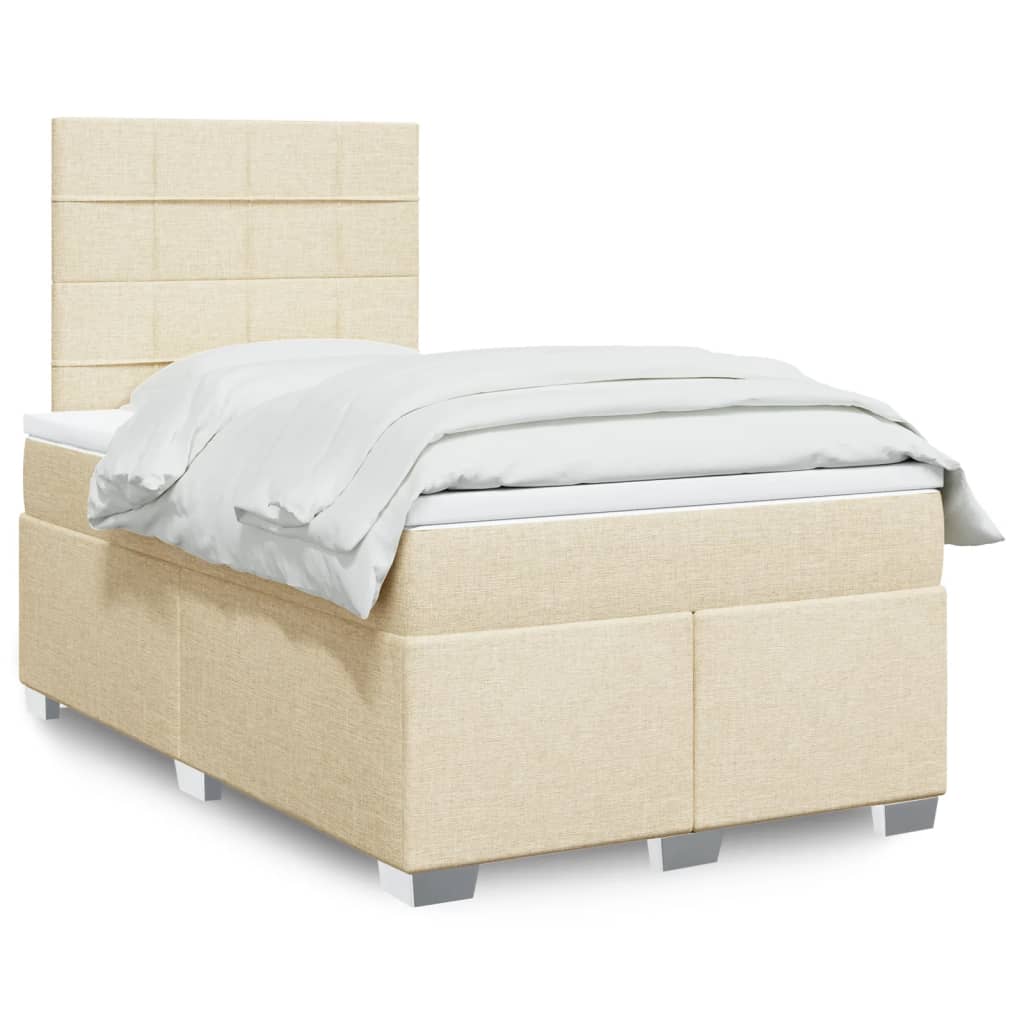 Boxspringbett mit Matratze Creme 120x190 cm Stoff